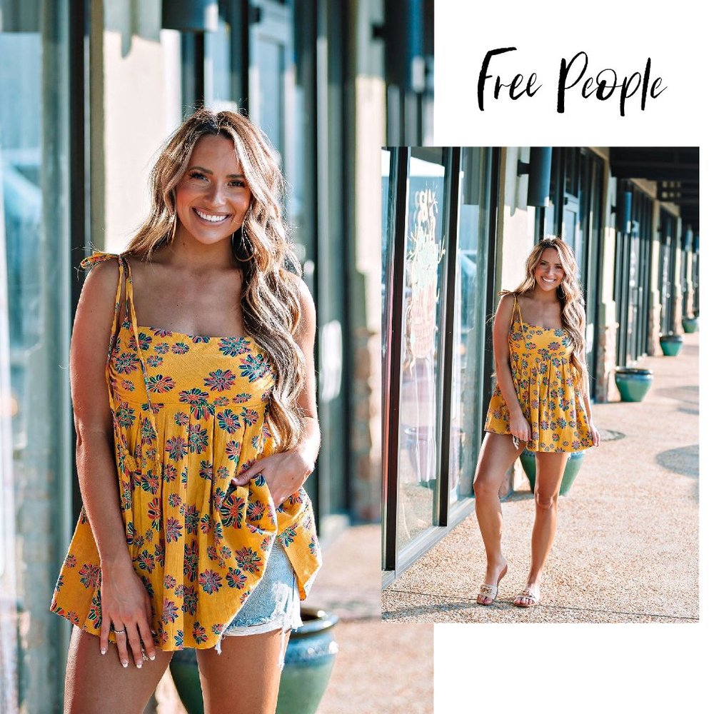 Free People Yellow Floral Tunic